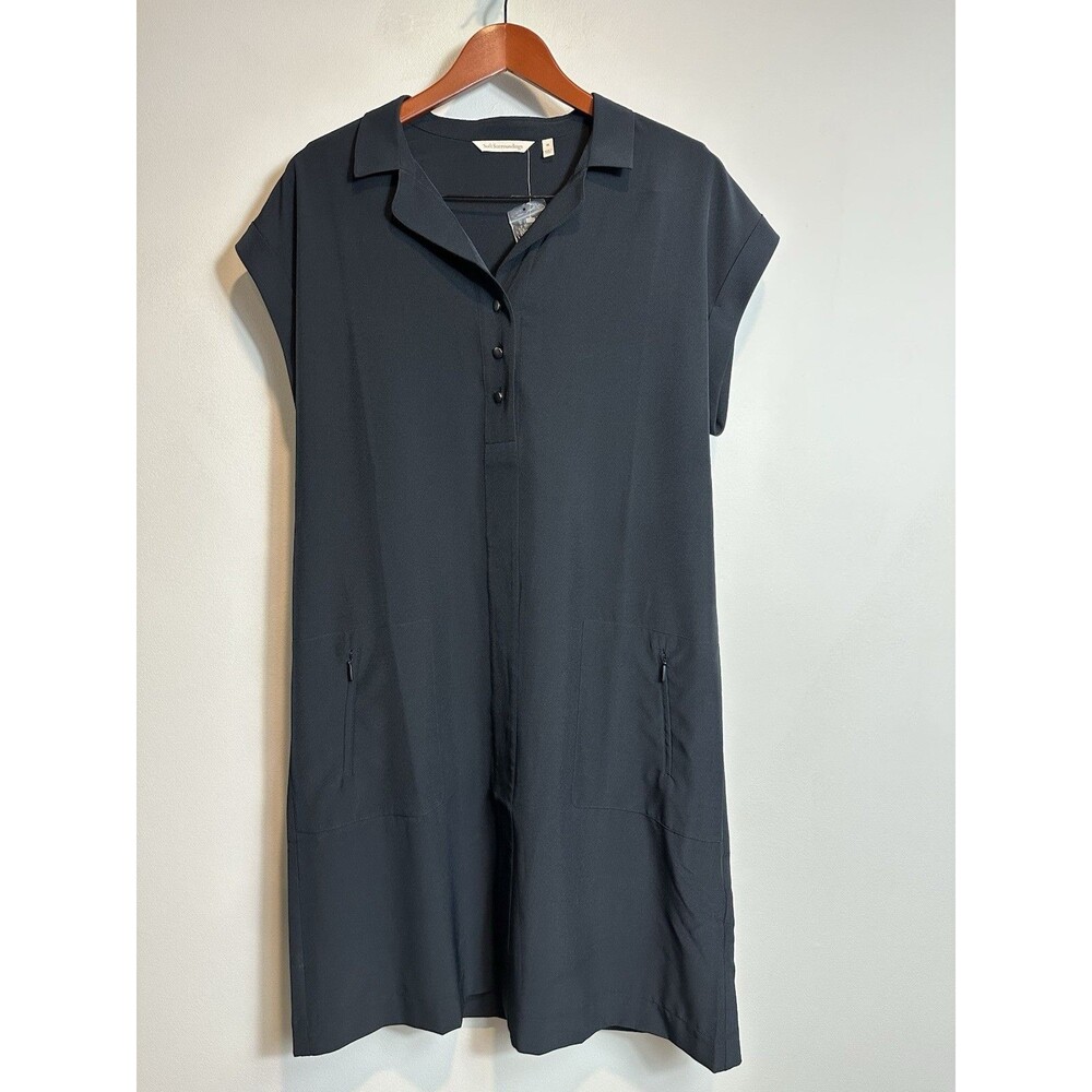 Soft Surroundings Go Lively Black Shirt Dress Collared Zip Pockets Sz Medium